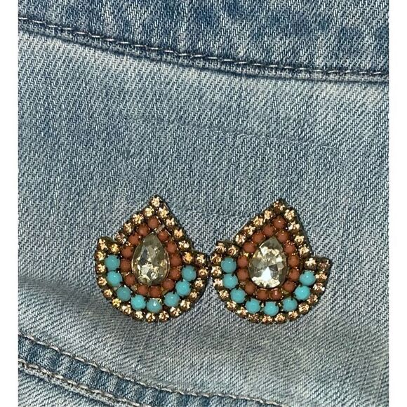 Vintage Art Deco Czech Crystal Abstract Earrings - Picture 5 of 12